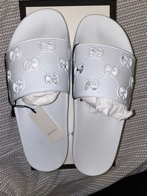 white gucci slides not ribbed|affordable Gucci slides.